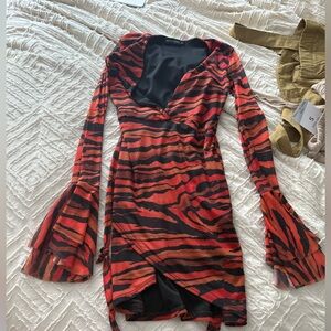 PLT Small Zebra Orange Dress